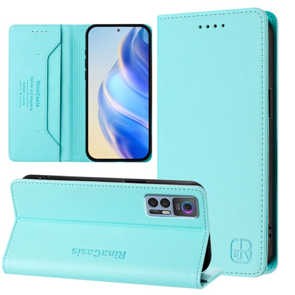 RC01 Dual-Folded Magnetic Suction RFID Leather Phone Case, For TCL 30T / T603DL, For TCL 30Z / T602DL, For TCL 30 4G / 30 5G / 30+