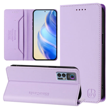 RC01 Dual-Folded Magnetic Suction RFID Leather Phone Case, For TCL 30T / T603DL, For TCL 30Z / T602DL, For TCL 30 4G / 30 5G / 30+