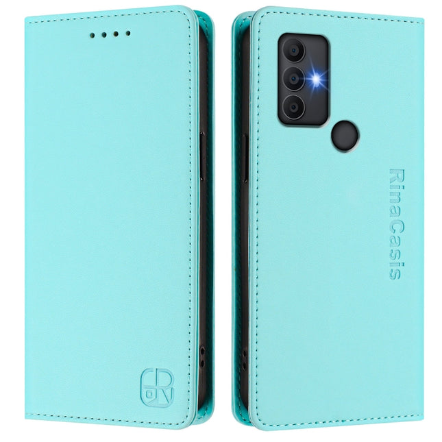 RC01 Dual-Folded Magnetic Suction RFID Leather Phone Case, For TCL 305 / 306, For TCL Stylus 5G, For TCL 303