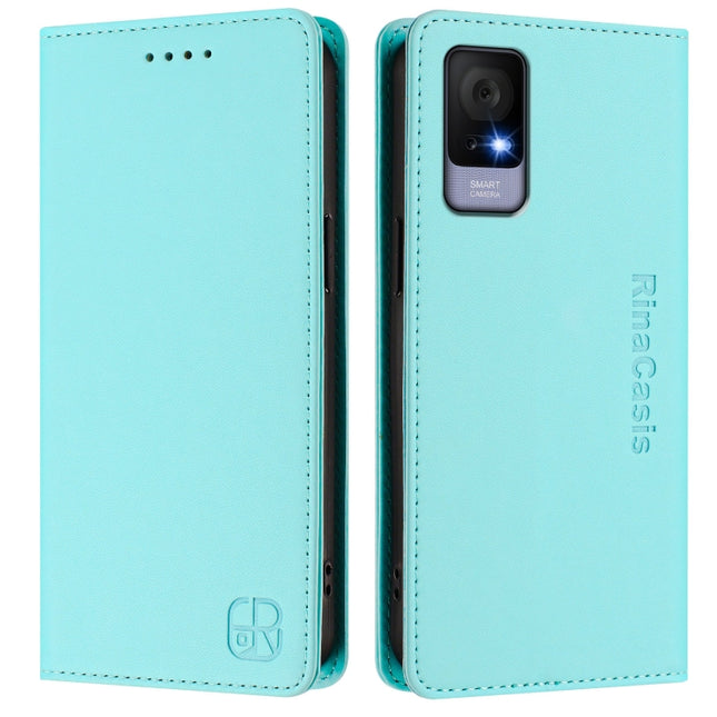 RC01 Dual-Folded Magnetic Suction RFID Leather Phone Case, For TCL 405 / 406 / 408, For TCL 40 XL / 40T / T608DL, For TCL 40 SE