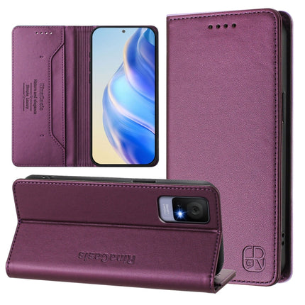 RC01 Dual-Folded Magnetic Suction RFID Leather Phone Case, For TCL 405 / 406 / 408, For TCL 40 XL / 40T / T608DL, For TCL 40 SE