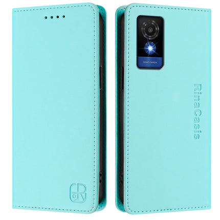RC01 Dual-Folded Magnetic Suction RFID Leather Phone Case, For TCL 501, For TCL 505, For TCL 502