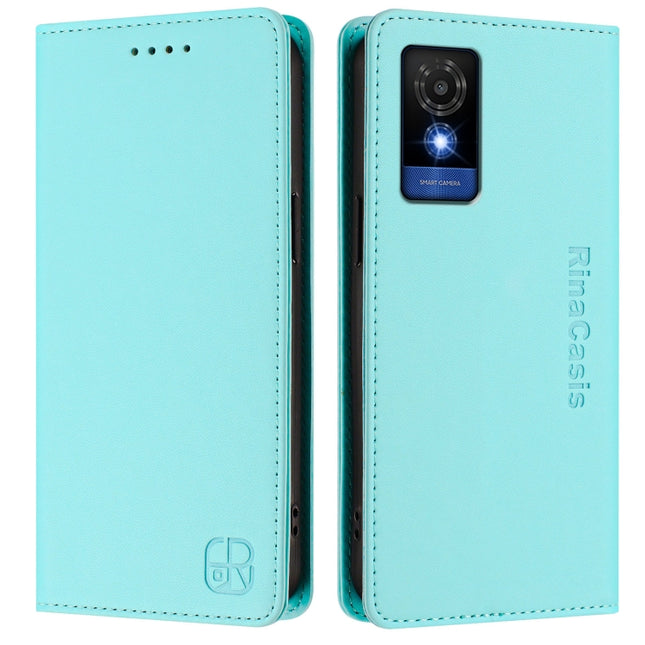 RC01 Dual-Folded Magnetic Suction RFID Leather Phone Case, For TCL 501, For TCL 505, For TCL 502