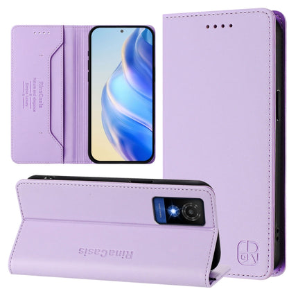 RC01 Dual-Folded Magnetic Suction RFID Leather Phone Case, For TCL 501, For TCL 505, For TCL 502