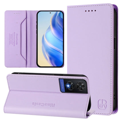 RC01 Dual-Folded Magnetic Suction RFID Leather Phone Case, For TCL 501, For TCL 505, For TCL 502