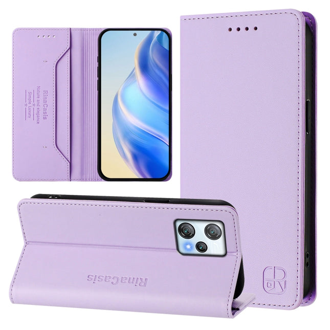 RC01 Dual-Folded Magnetic Suction RFID Leather Phone Case, For Blackview A53