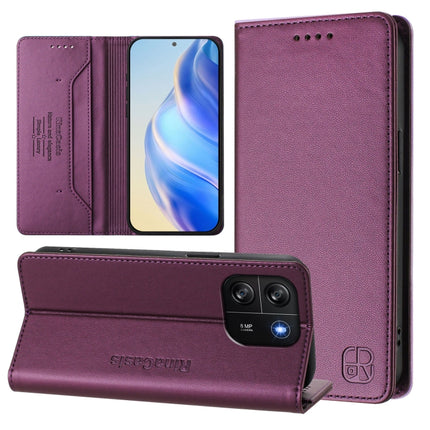 RC01 Dual-Folded Magnetic Suction RFID Leather Phone Case, For Blackview Wave 6C, For Blackview Shark 8 / Oscal Tiger 12, For Blackview A52 / A52 Pro