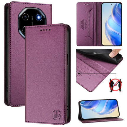 RC01 Dual-Folded Magnetic Suction RFID Leather Phone Case, For Blackview WAVE 7C, For Blackview WAVE 10, For Blackview Shark 6