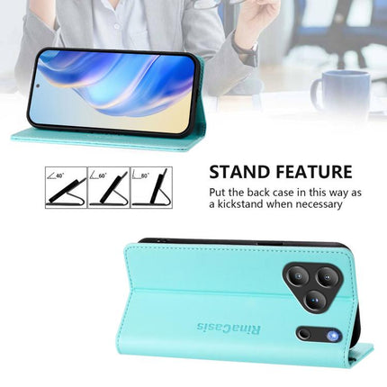 RC01 Dual-Folded Magnetic Suction RFID Leather Phone Case, For Blackview WAVE 7C, For Blackview WAVE 10, For Blackview Shark 6