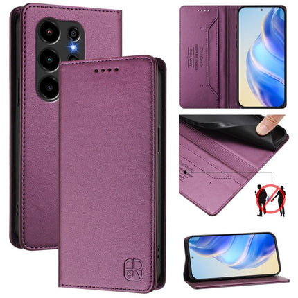 RC01 Dual-Folded Magnetic Suction RFID Leather Phone Case, For Blackview WAVE 7C, For Blackview WAVE 10, For Blackview Shark 6