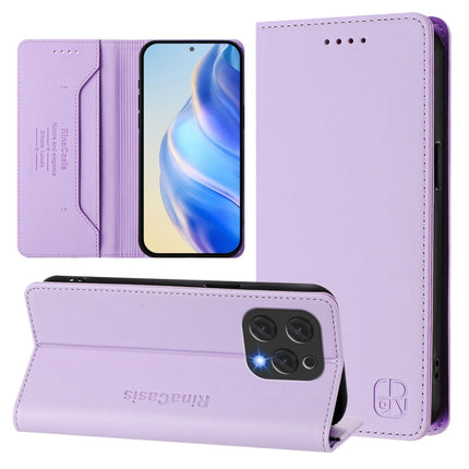 RC01 Dual-Folded Magnetic Suction RFID Leather Phone Case, For Doofee N55 Plus