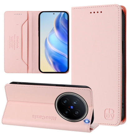 RC01 Dual-Folded Magnetic Suction RFID Leather Phone Case, For vivo X200 Pro, For vivo V40 Lite 5G IDN, For vivo V40e 5G India / iQOO Z9s 5G