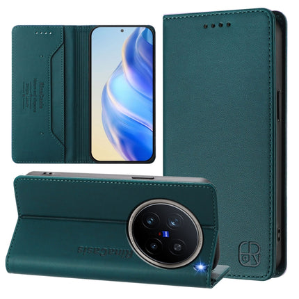 RC01 Dual-Folded Magnetic Suction RFID Leather Phone Case, For vivo X200 Pro, For vivo V40 Lite 5G IDN, For vivo V40e 5G India / iQOO Z9s 5G