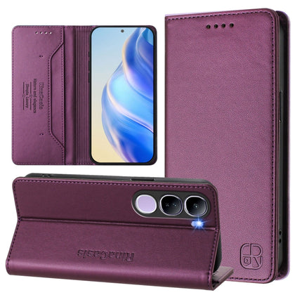 RC01 Dual-Folded Magnetic Suction RFID Leather Phone Case, For vivo X200 Pro, For vivo V40 Lite 5G IDN, For vivo V40e 5G India / iQOO Z9s 5G