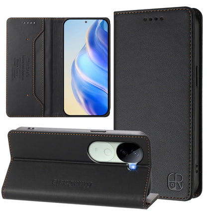 RC01 Dual-Folded Magnetic Suction RFID Leather Phone Case, For vivo X200 Pro, For vivo V40 Lite 5G IDN, For vivo V40e 5G India / iQOO Z9s 5G