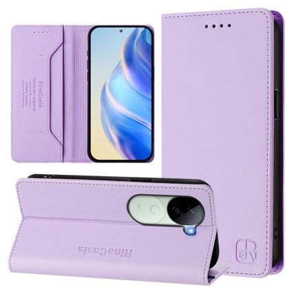 RC01 Dual-Folded Magnetic Suction RFID Leather Phone Case, For vivo X200 Pro, For vivo V40 Lite 5G IDN, For vivo V40e 5G India / iQOO Z9s 5G