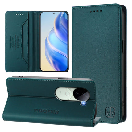 RC01 Dual-Folded Magnetic Suction RFID Leather Phone Case, For vivo X200 Pro, For vivo V40 Lite 5G IDN, For vivo V40e 5G India / iQOO Z9s 5G