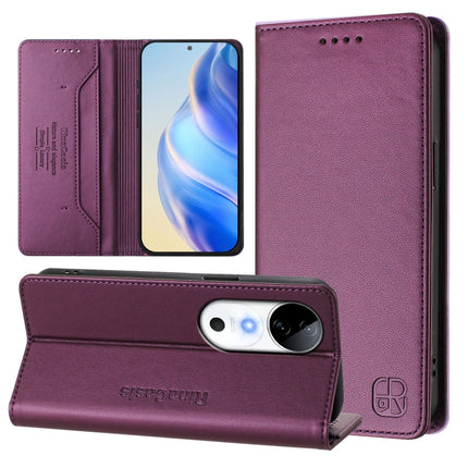 RC01 Dual-Folded Magnetic Suction RFID Leather Phone Case, For vivo V40 Lite 5G / V30e 5G Global, For vivo S19, For vivo Y28 4G