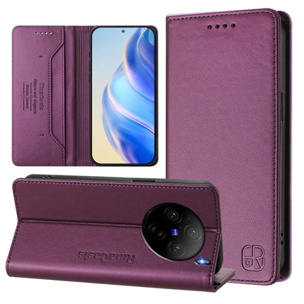 RC01 Dual-Folded Magnetic Suction RFID Leather Phone Case, For vivo X100s 5G, For vivo Y03 4G Global / Y18 4G, For vivo Y38 5G / Y200i / T3x Global