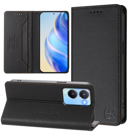 RC01 Dual-Folded Magnetic Suction RFID Leather Phone Case, For vivo Y78+ 5G / Y78 5G Global, For vivo Y56 5G / Y16 / Y02s 4G Global, For vivo Y100 5G Global