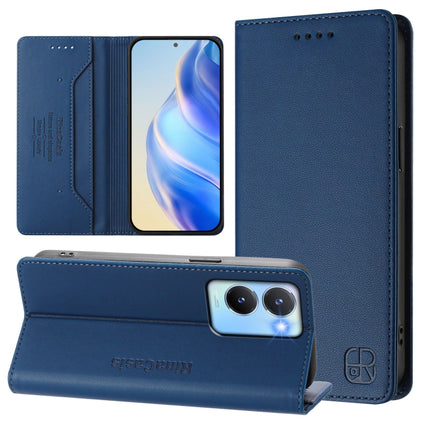 RC01 Dual-Folded Magnetic Suction RFID Leather Phone Case, For vivo Y78+ 5G / Y78 5G Global, For vivo Y56 5G / Y16 / Y02s 4G Global, For vivo Y100 5G Global