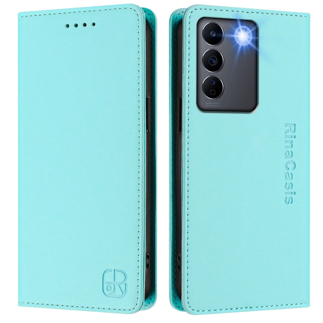 RC01 Dual-Folded Magnetic Suction RFID Leather Phone Case, For vivo V27 5G / V27 Pro Global, For vivo V27e 4G / T2 4G Global, For vivo Y72 5G / iQOO Z3 / Y52 5G