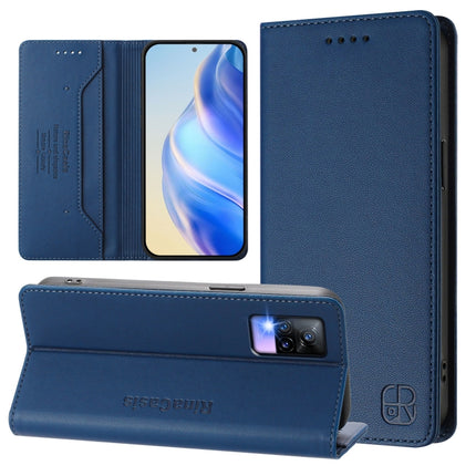 RC01 Dual-Folded Magnetic Suction RFID Leather Phone Case, For vivo Y76 5G, For vivo V20 / V21e 4G / Y73 2021, For vivo Y31 4G 2021 India / Y53s
