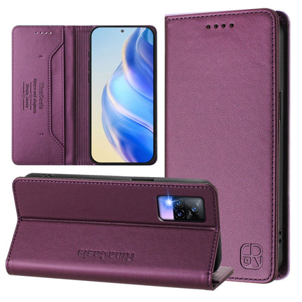 RC01 Dual-Folded Magnetic Suction RFID Leather Phone Case, For vivo Y76 5G, For vivo V20 / V21e 4G / Y73 2021, For vivo Y31 4G 2021 India / Y53s