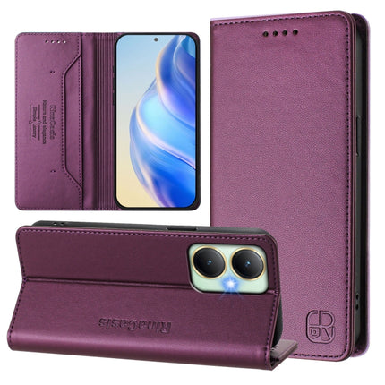 RC01 Dual-Folded Magnetic Suction RFID Leather Phone Case, For vivo Y52s 5G / Y72 5G India, For vivo Y30 4G Global, For vivo Y27 4G 2023 Global