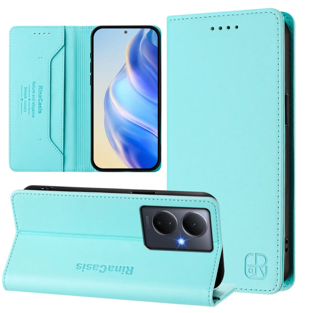 RC01 Dual-Folded Magnetic Suction RFID Leather Phone Case, For vivo Y78+ 5G / Y78 5G Global, For vivo Y56 5G / Y16 / Y02s 4G Global, For vivo Y100 5G Global