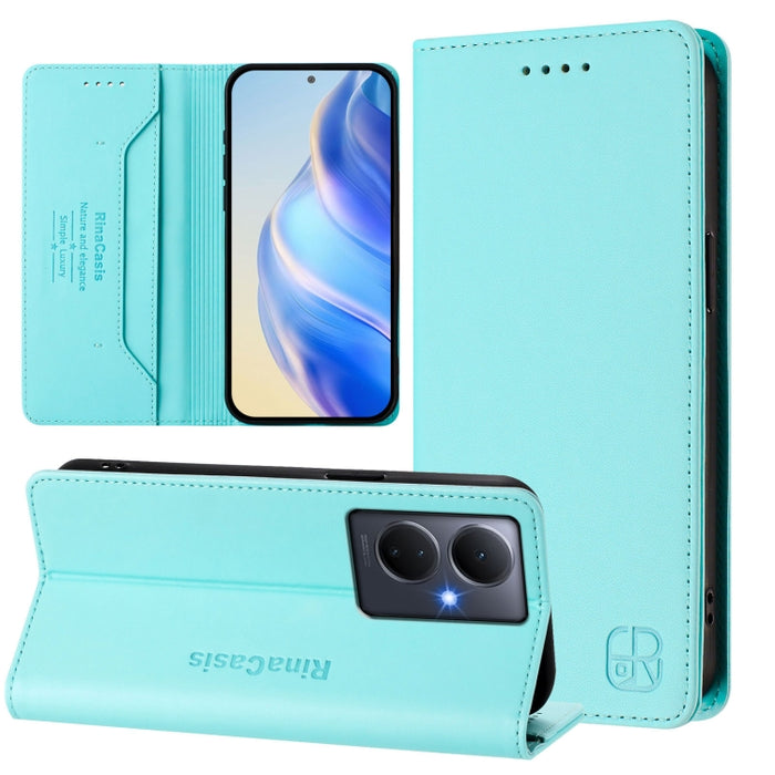 RC01 Dual-Folded Magnetic Suction RFID Leather Phone Case, For vivo Y78+ 5G / Y78 5G Global, For vivo Y56 5G / Y16 / Y02s 4G Global, For vivo Y100 5G Global