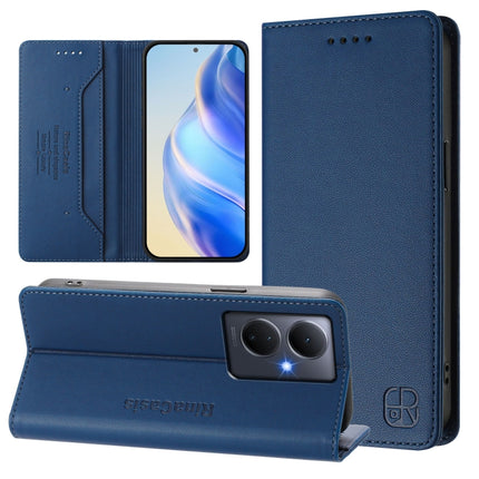 RC01 Dual-Folded Magnetic Suction RFID Leather Phone Case, For vivo Y78+ 5G / Y78 5G Global, For vivo Y56 5G / Y16 / Y02s 4G Global, For vivo Y100 5G Global