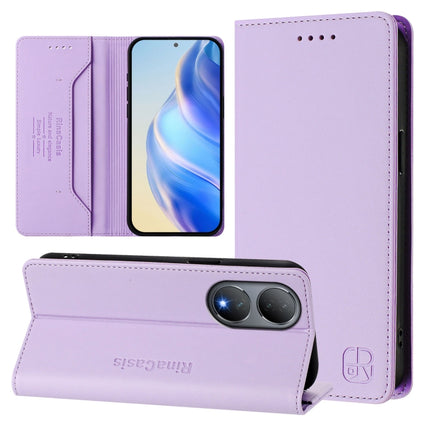 RC01 Dual-Folded Magnetic Suction RFID Leather Phone Case, For vivo Y78+ 5G / Y78 5G Global, For vivo Y56 5G / Y16 / Y02s 4G Global, For vivo Y100 5G Global