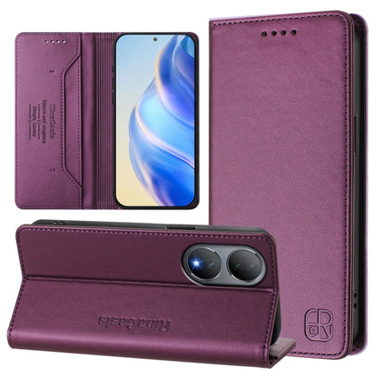 RC01 Dual-Folded Magnetic Suction RFID Leather Phone Case, For vivo Y78+ 5G / Y78 5G Global, For vivo Y56 5G / Y16 / Y02s 4G Global, For vivo Y100 5G Global