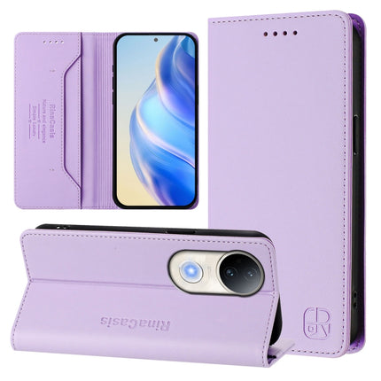RC01 Dual-Folded Magnetic Suction RFID Leather Phone Case, For vivo S20 5G, For vivo S20 Pro 5G, For vivo Y300 5G