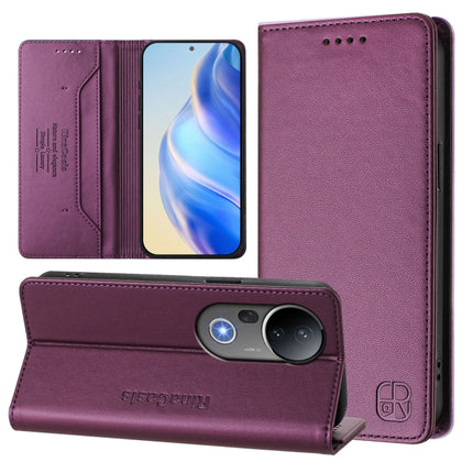 RC01 Dual-Folded Magnetic Suction RFID Leather Phone Case, For vivo S20 5G, For vivo S20 Pro 5G, For vivo Y300 5G