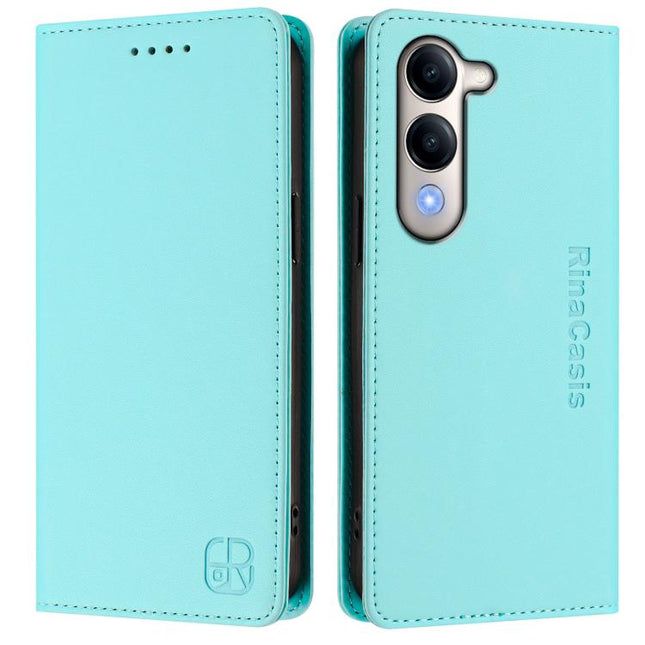 RC01 Dual-Folded Magnetic Suction RFID Leather Phone Case, For vivo Y29s 5G / Y04 4G Global, For vivo Y29 4G Global, For vivo V50 5G Global