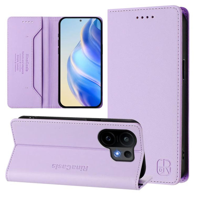 RC01 Dual-Folded Magnetic Suction RFID Leather Phone Case, For vivo S30, For vivo Y39 5G Global, For vivo V50 Lite 5G