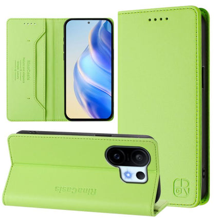 RC01 Dual-Folded Magnetic Suction RFID Leather Phone Case, For vivo Y400 4G, For vivo V60 5G Curved Global, For vivo S30 Pro mini