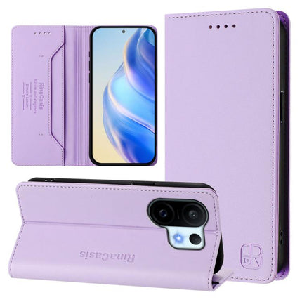 RC01 Dual-Folded Magnetic Suction RFID Leather Phone Case, For vivo Y400 4G, For vivo V60 5G Curved Global, For vivo S30 Pro mini