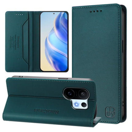 RC01 Dual-Folded Magnetic Suction RFID Leather Phone Case, For vivo Y400 4G, For vivo V60 5G Curved Global, For vivo S30 Pro mini