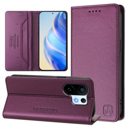 RC01 Dual-Folded Magnetic Suction RFID Leather Phone Case, For vivo Y400 4G, For vivo V60 5G Curved Global, For vivo S30 Pro mini