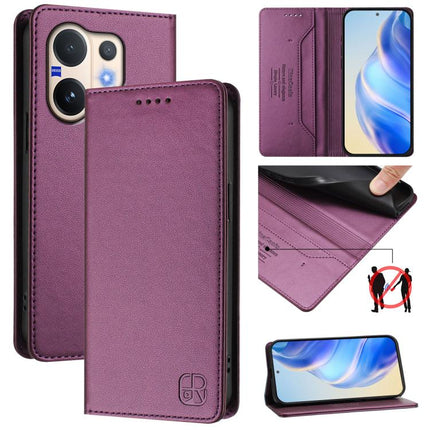 RC01 Dual-Folded Magnetic Suction RFID Leather Phone Case, For vivo Y400 4G, For vivo V60 5G Curved Global, For vivo S30 Pro mini