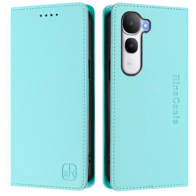 RC01 Dual-Folded Magnetic Suction RFID Leather Phone Case, For vivo Y400 4G, For vivo V60 5G Curved Global, For vivo S30 Pro mini