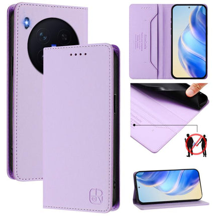 RC01 Dual-Folded Magnetic Suction RFID Leather Phone Case, For vivo X300, For vivo Y31 5G Global, For vivo Y400 5G Global