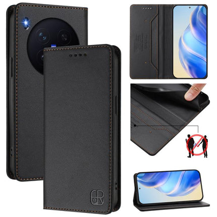 RC01 Dual-Folded Magnetic Suction RFID Leather Phone Case, For vivo V70 FE 5G, For vivo X300 Ultra, For vivo X300 Pro