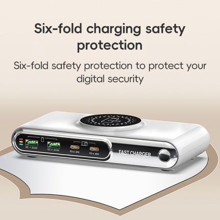F9A 6 in 1 72W Multifunctional Smart Charger with LED Ambient Light, AU Plug, US Plug, EU Plug, UK Plug