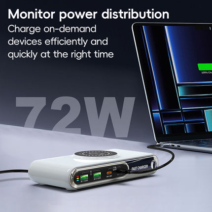 F9A 6 in 1 72W Multifunctional Smart Charger with LED Ambient Light, AU Plug, US Plug, EU Plug, UK Plug