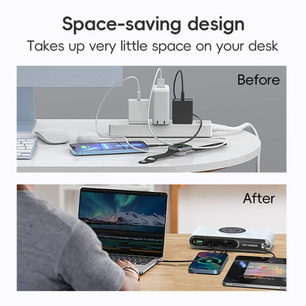 F9A 6 in 1 72W Multifunctional Smart Charger with LED Ambient Light, AU Plug, US Plug, EU Plug, UK Plug