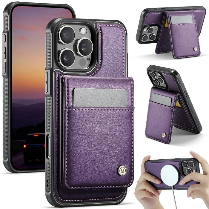 JEEHOOD J06 British Style RFID MagSafe Card Bag PU Phone Case, For iPhone 15 Pro, For iPhone 15 Plus, For iPhone 15, For iPhone 14 Plus